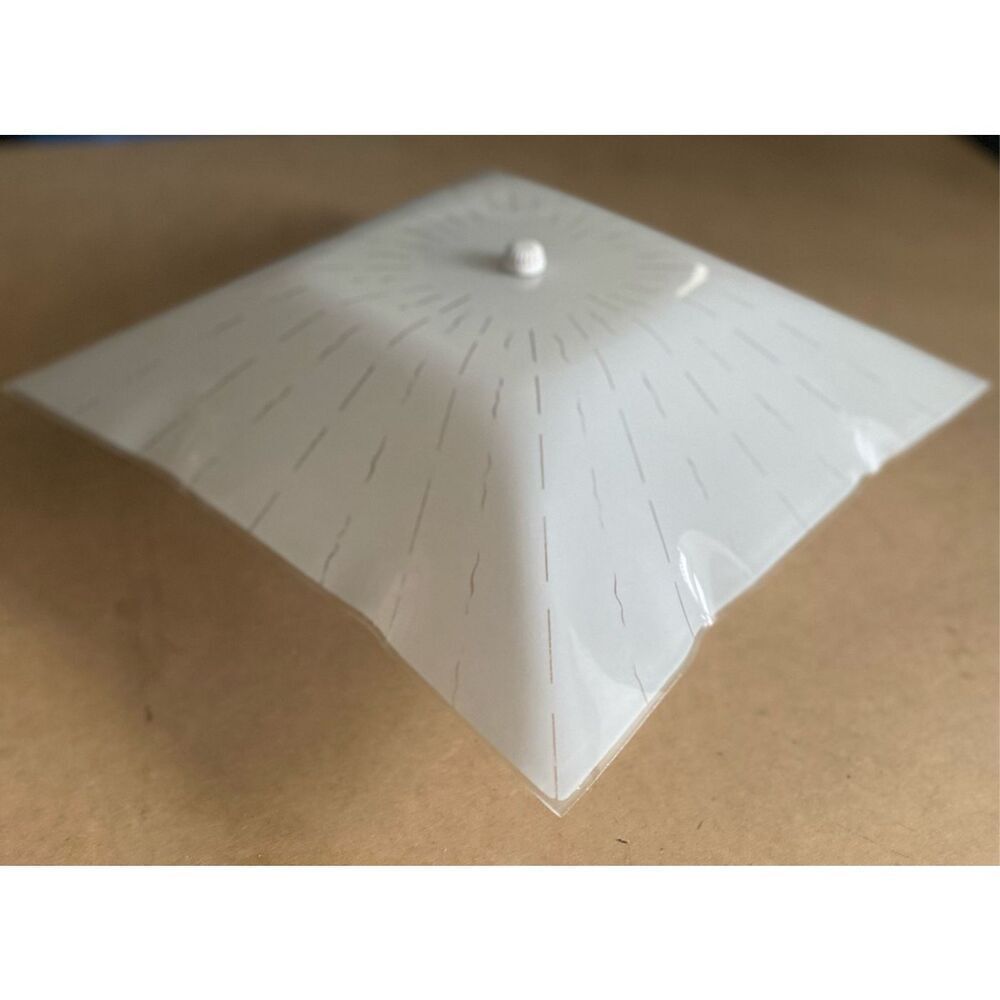 Vintage Mid Century White Square Bent Glass Ceiling Fixture Flush Mount 1950s